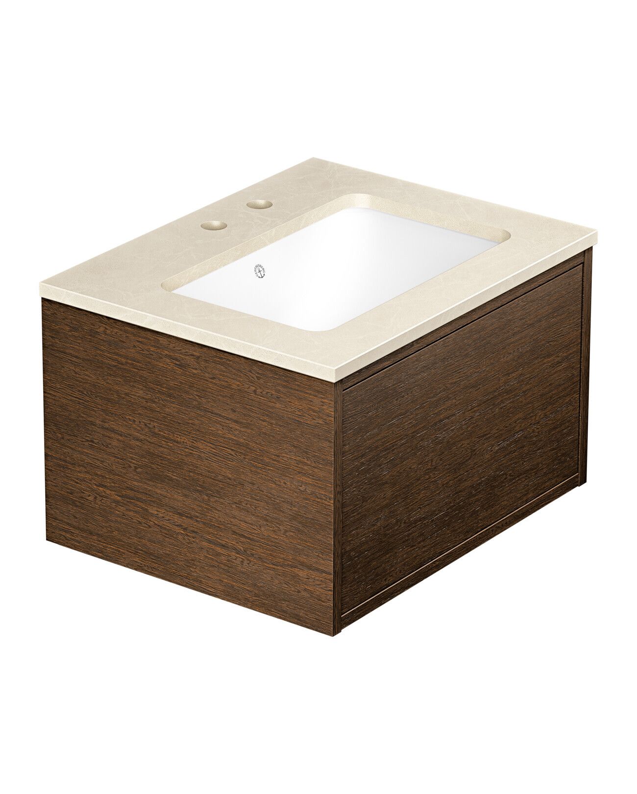 Gustavsberg Ducentic GB71DCVU60AWCC1200 Kommodpaket 60 cm, brun ek/beige sten, 2 blandarhål Brun ek/Beige sten