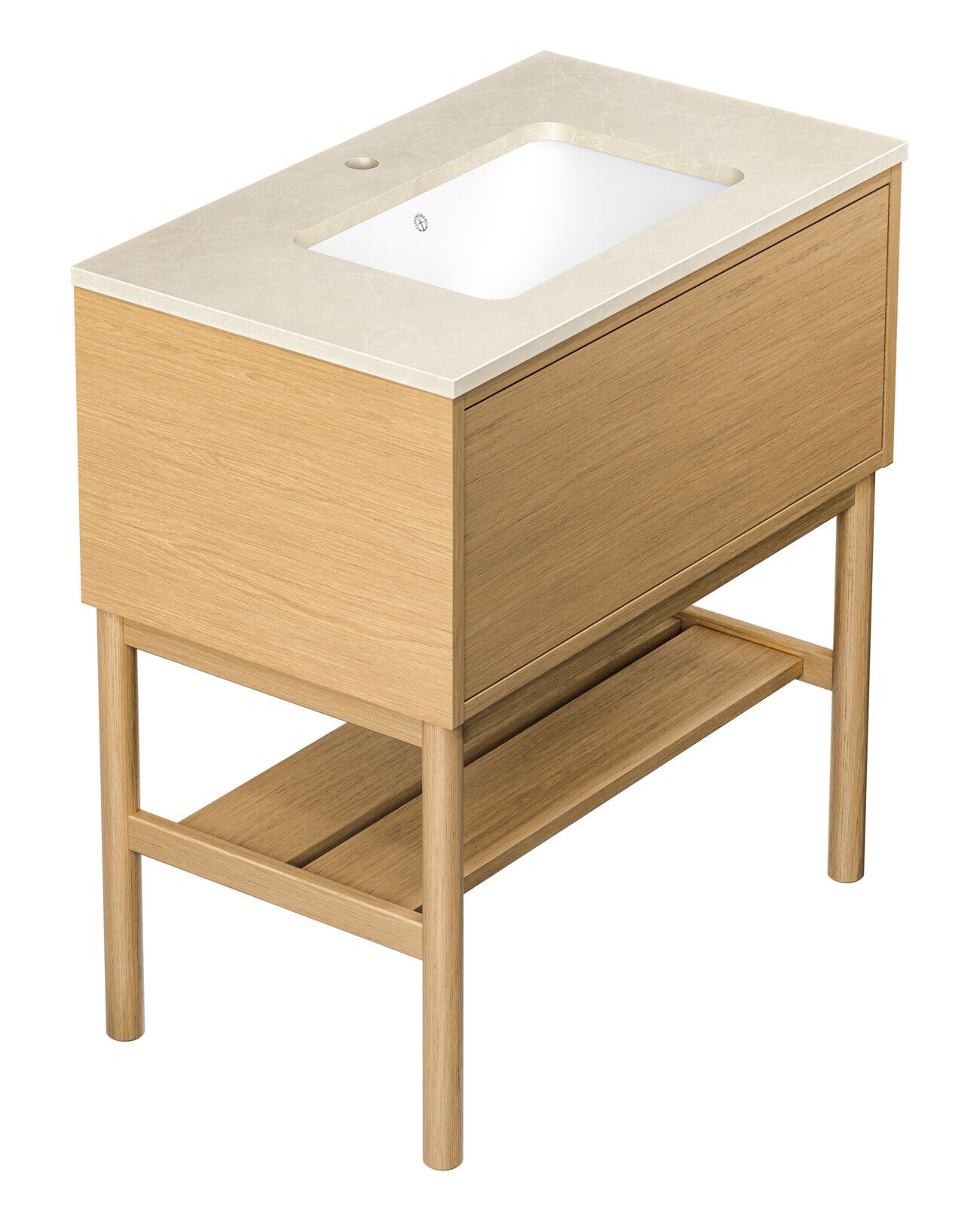 Gustavsberg Ducentic GB71DCVU80ARCC11LF Kommodpaket med ben, 80 cm, ljus ek/beige sten, 1 blandarhål Ljus ek/Beige Sten