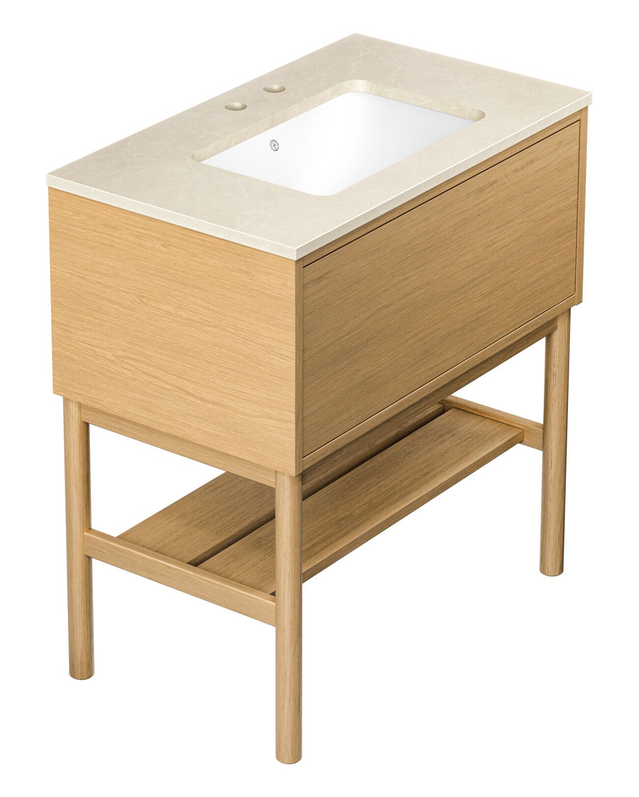 Gustavsberg Ducentic GB71DCVU80ARCC12LF Kommodpaket med ben, 80 cm, ljus ek/beige sten, 2 blandarhål Ljus ek/Beige Sten