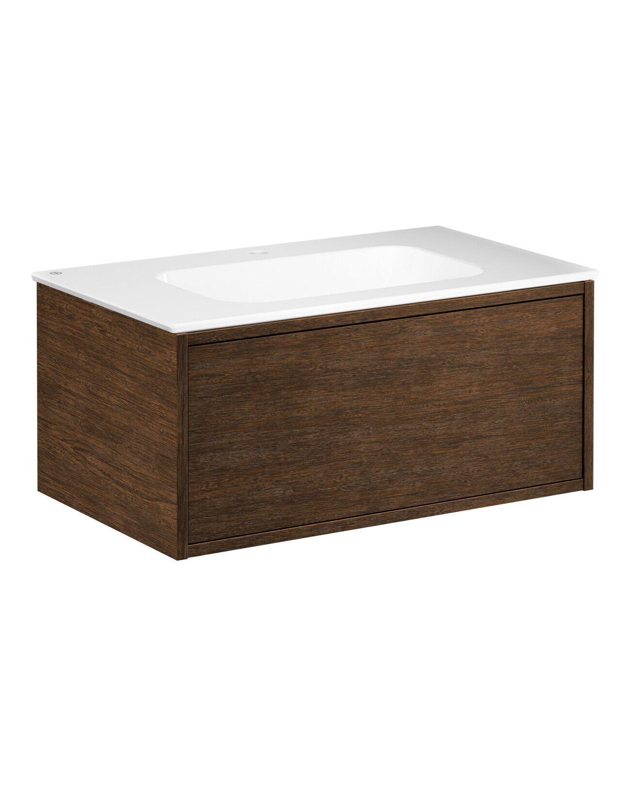 Gustavsberg Ducentic GB71DCVU80AWWB1100 Kommodpaket 80 cm, brun ek/vit, 1 blandarhål Brun ek/Vit