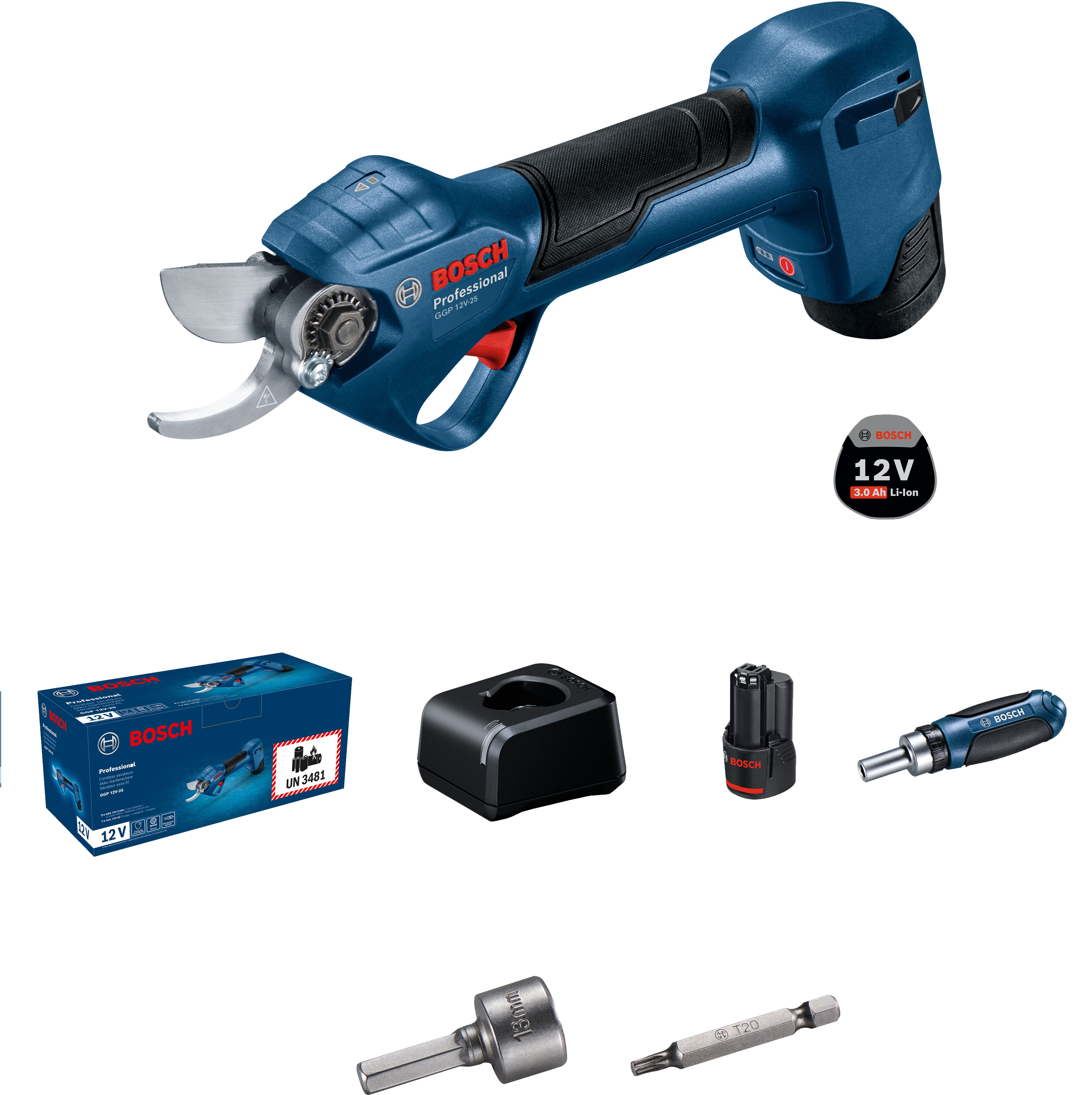 Bosch GGP 12V-25 Beskæresaks med batteri og oplader