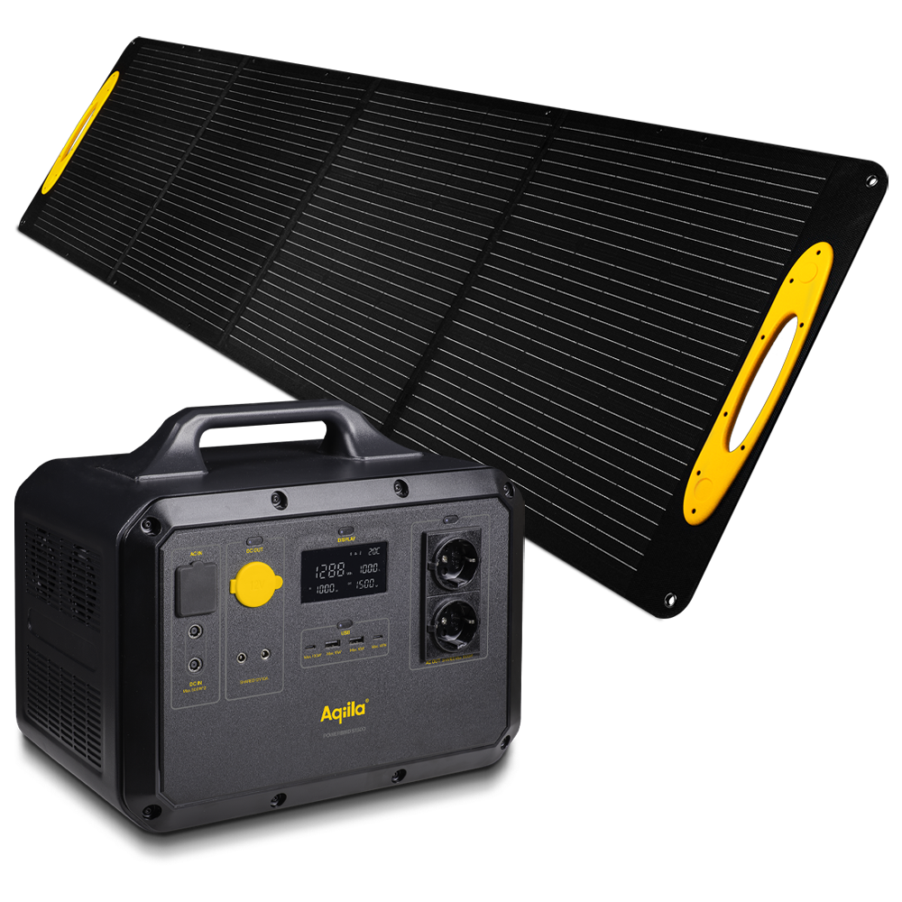 Aqiila Powerbird S1500 + Sunbird P200 Solpanelpaket med powerstation