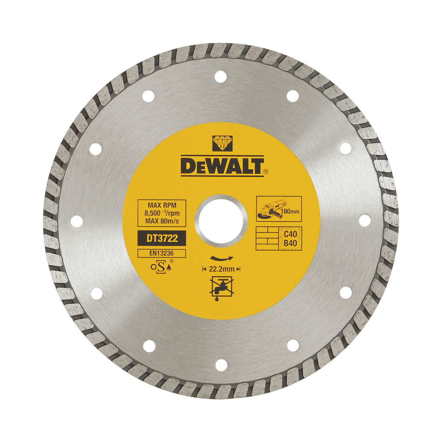 Dewalt DT3722-QZ Diamantkapskiva 180 mm, turbo