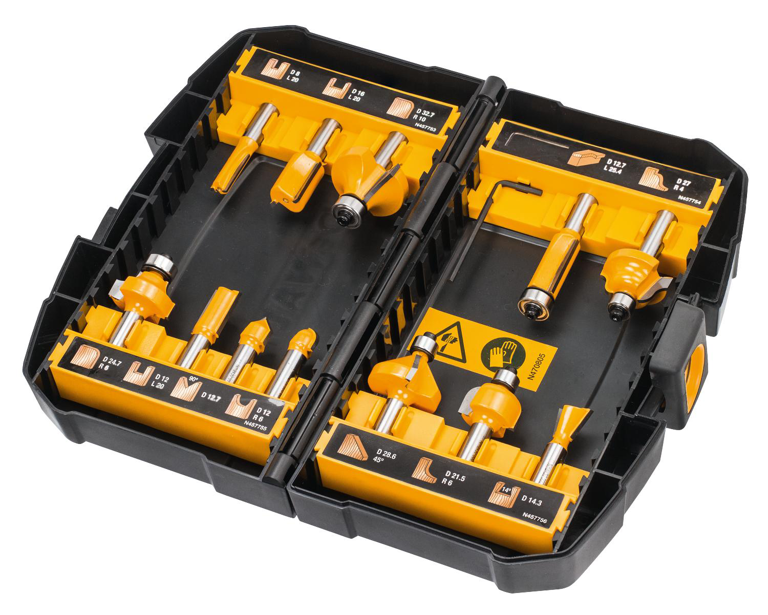 Dewalt DT90016-QZ Frässtålsset 12 delar