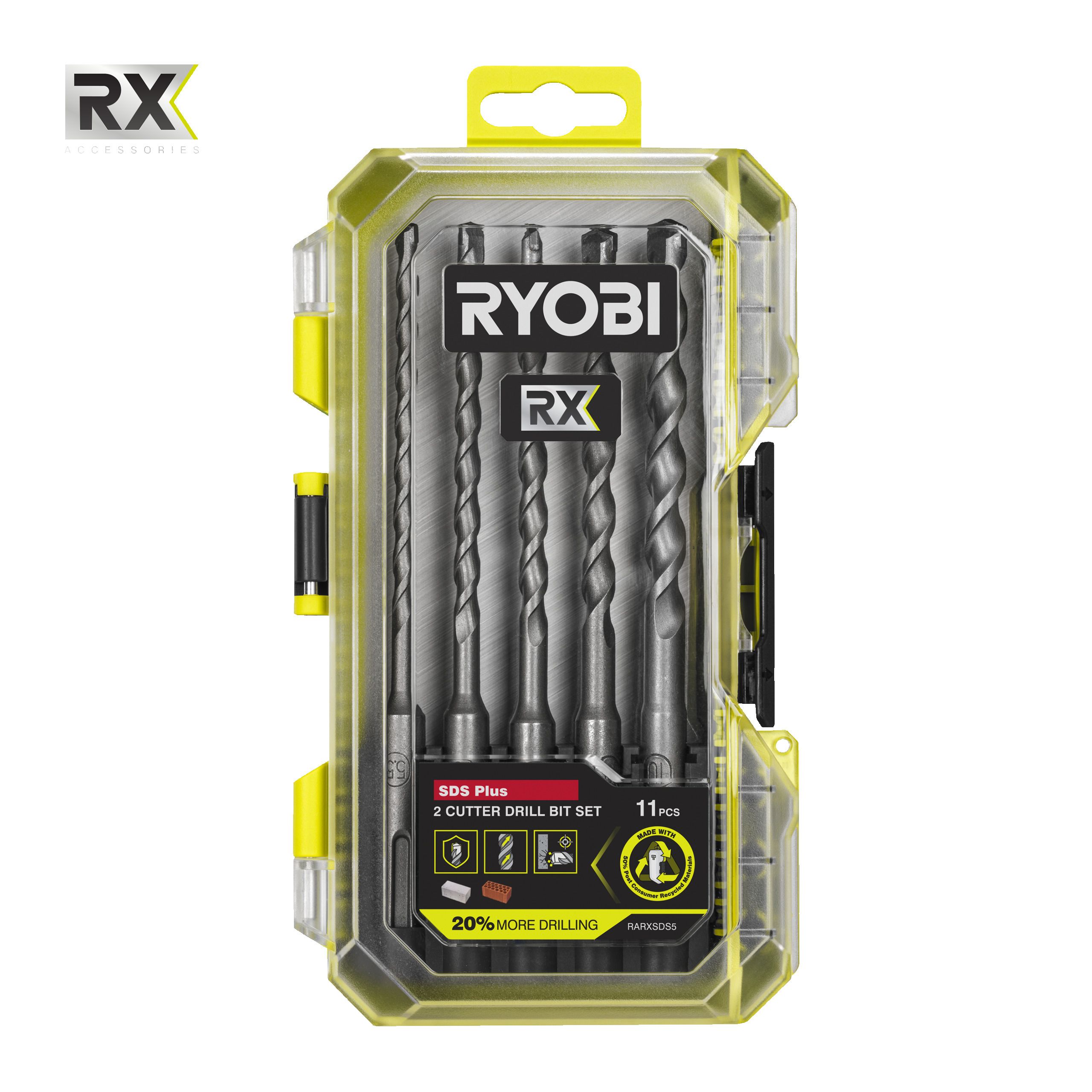 Ryobi RARXSDS5 Borrsats 2-skärs, 11 delar