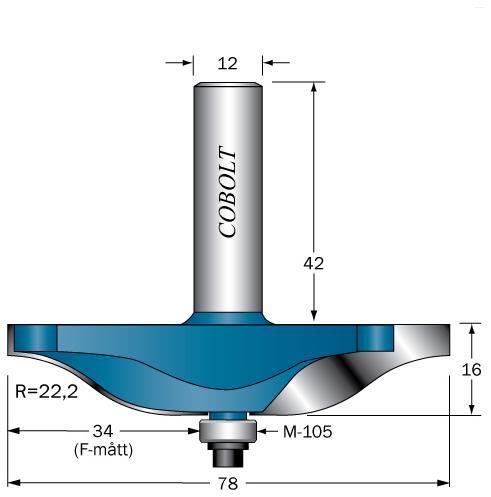 Cobolt 325-078 Frisfräs R=22,2, D=78, L=16, S=12