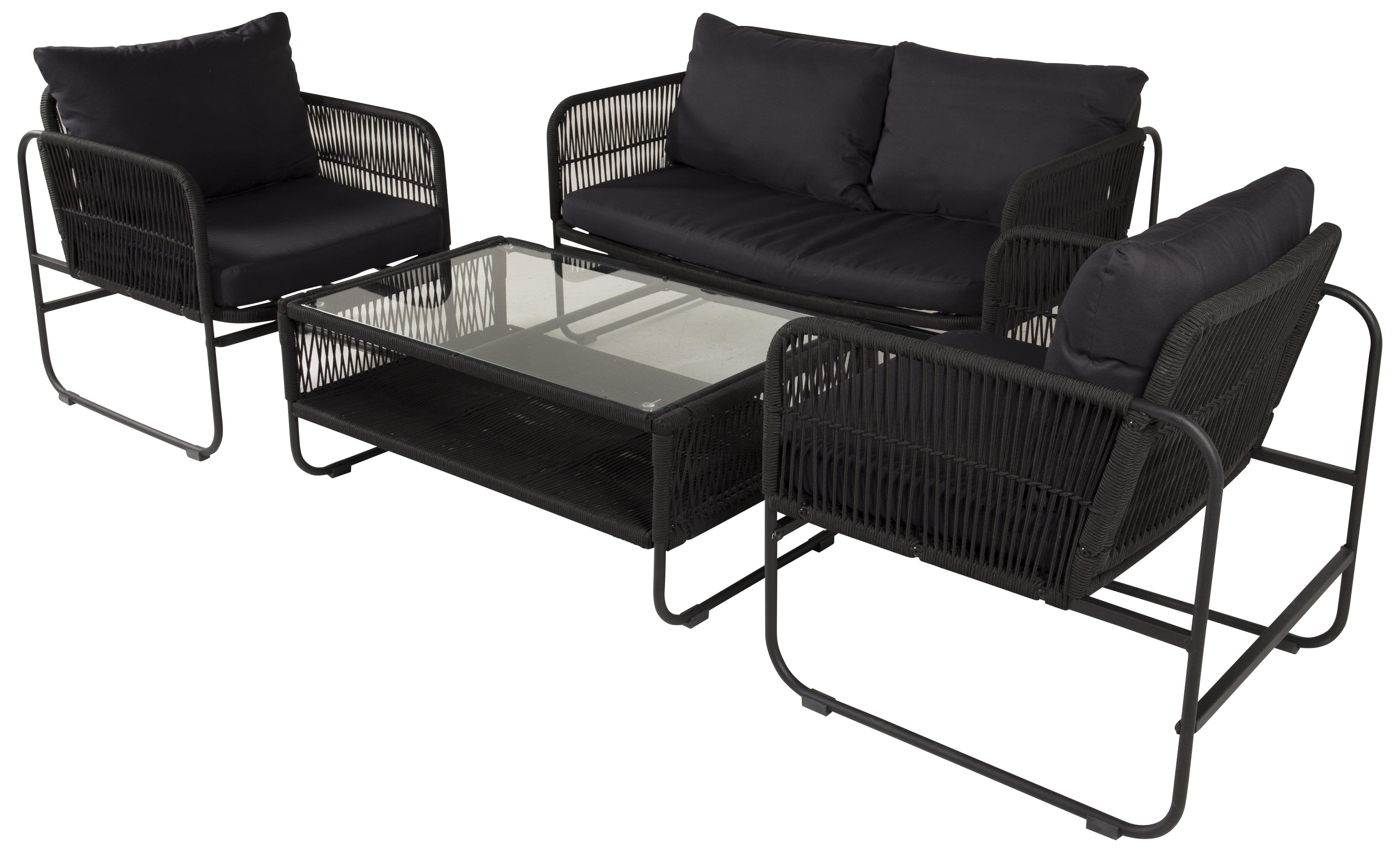Venture Home Utah 1383-022 Loungeset bord, soffa, fåtöljer, svart