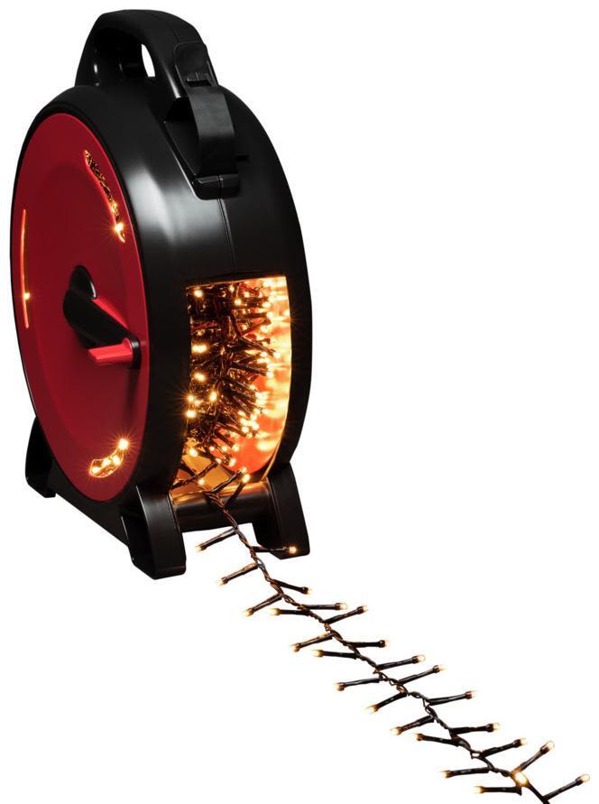 Konstsmide 3849-800 Kabeltromle amber cluster, sort kabel 21.98 m