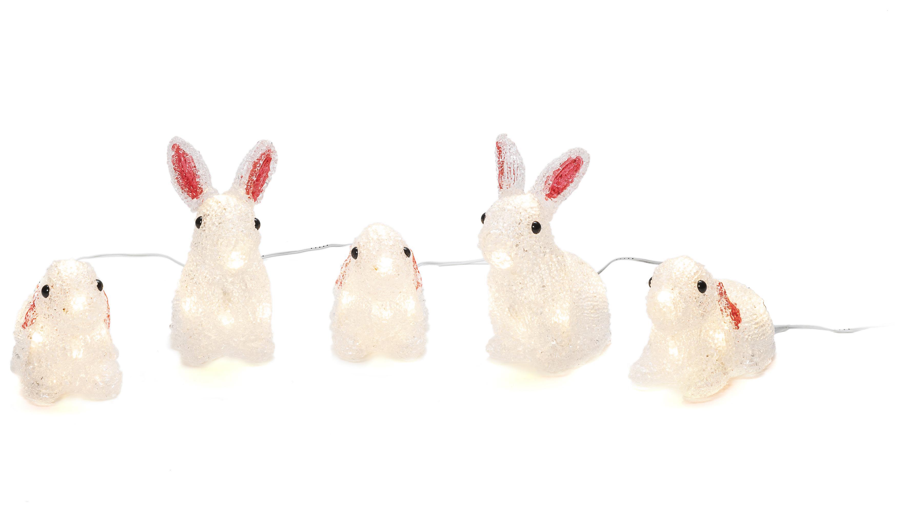 Konstsmide 6289-103 Dekorationsbelysning kaniner, akryl, 5 st,  40 LED