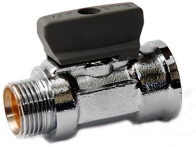Vatette FG073053508 Kulventil rak, förkromad, med vred, inv /utv gänga G15 x G15