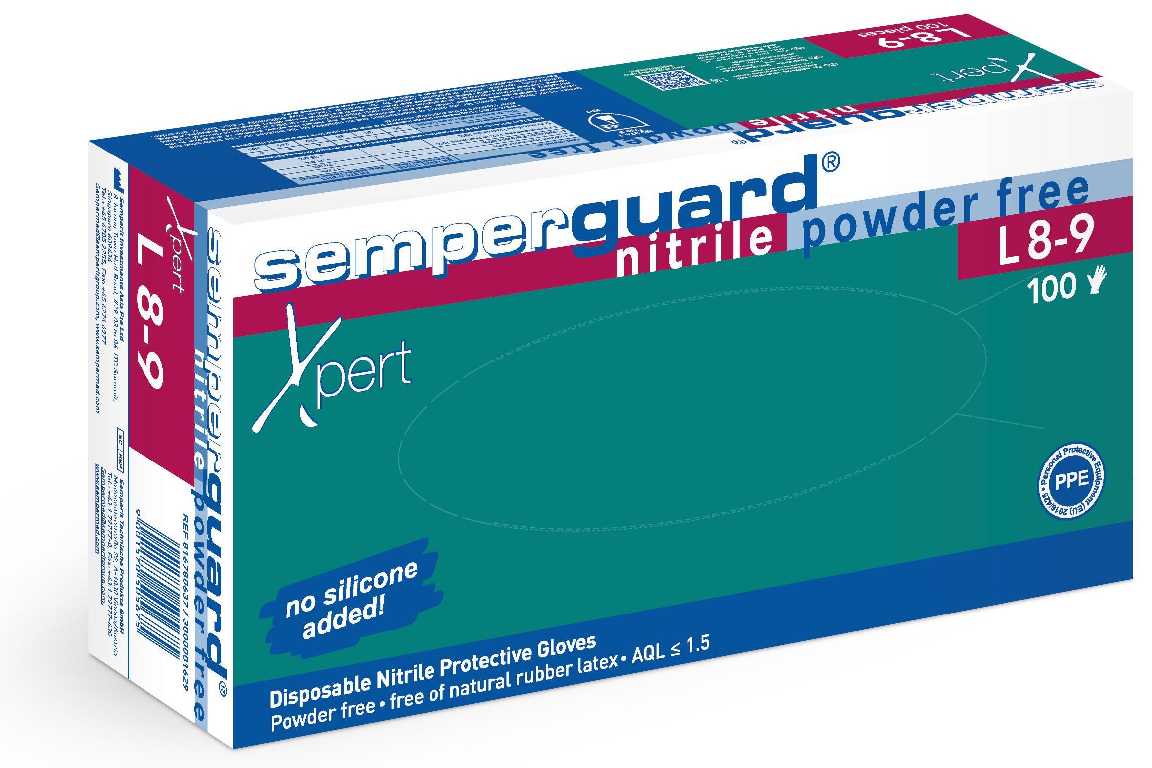 Semperguard Xpert L8-9 Engångshandske extra tjock M, 100 st