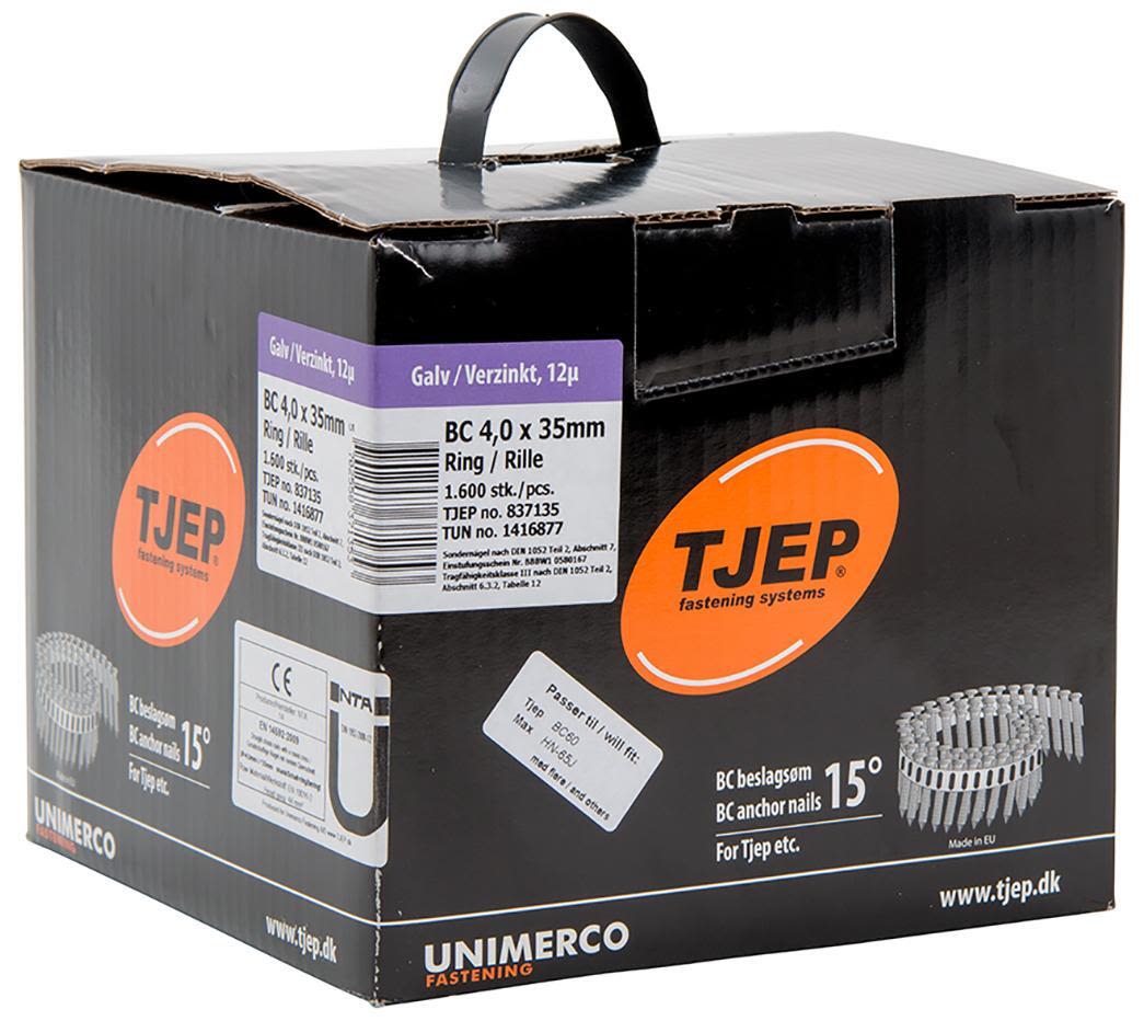 TJEP 837135 Ankarspik Ø4 mm, rundbandad, 15º, 1600-pack Ø4 x 35 mm