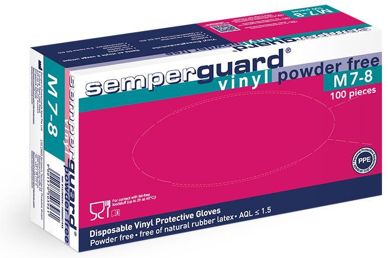 Semperguard M7-8 Engångshandske vinyl, puderfri L, 100 st