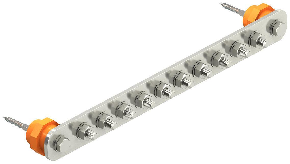 Obo Bettermann 5015866 Skena med isolerad distans för väggmontage 408,5 mm, rostfritt stål