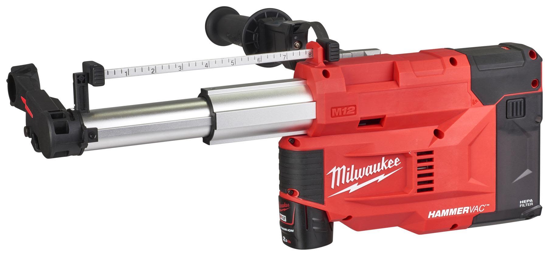 Milwaukee M12 UDEL-201B Dammutsug med 2,0Ah batteri och laddare