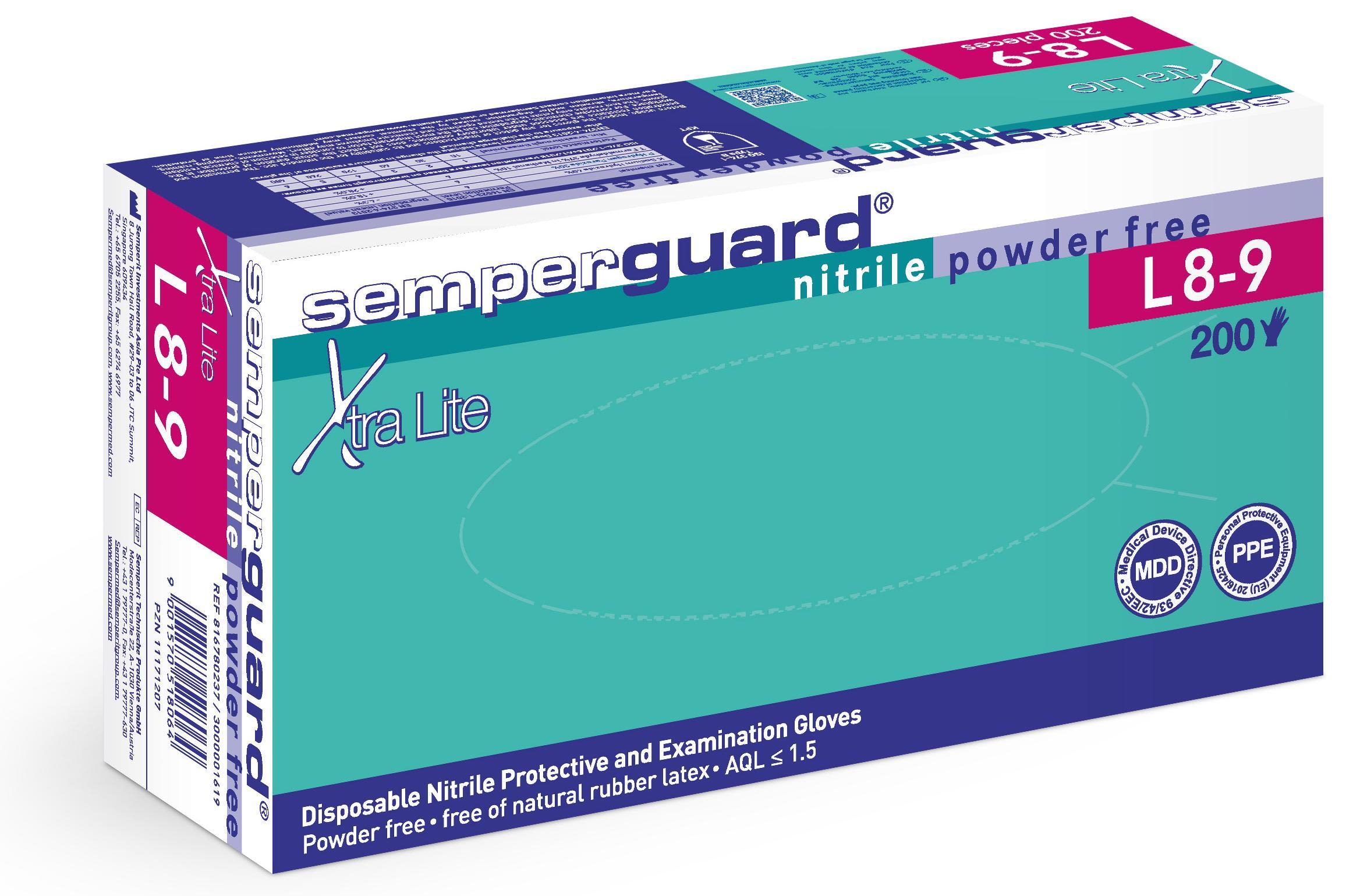 Semperguard 521501 Engångshandske nitril, puderfri S, 100 st