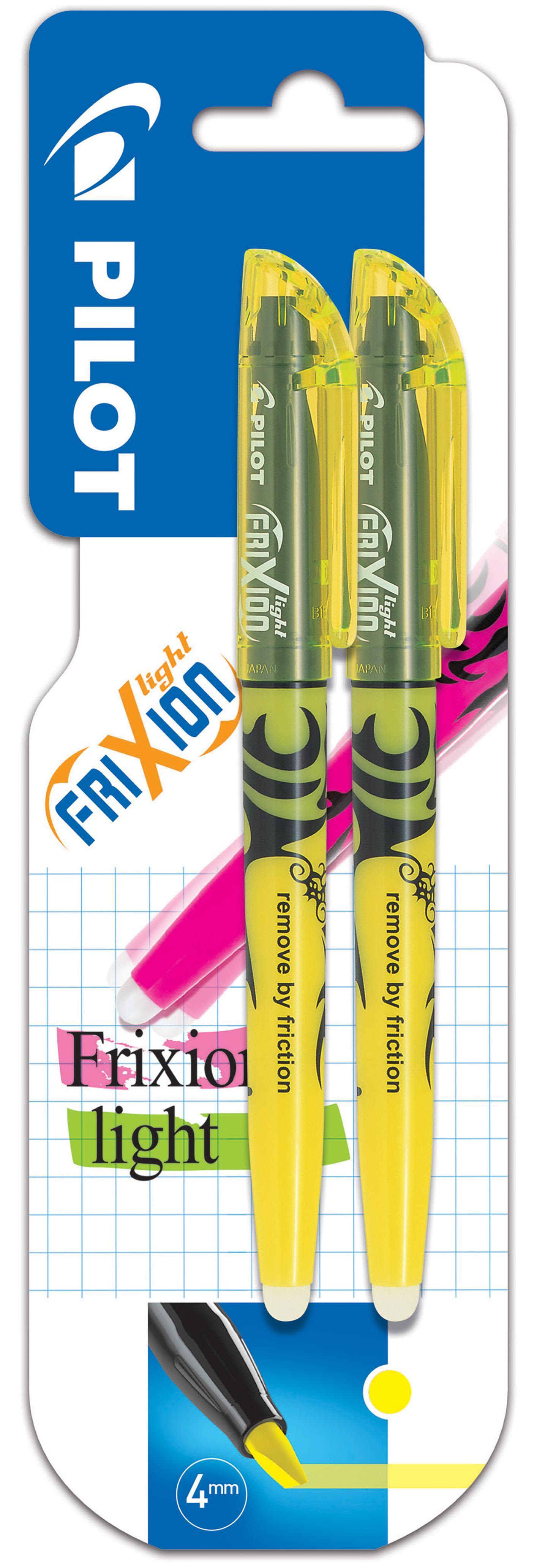 Pilot FriXion Light Överstrykningspenna gul, raderbar, 2-pack