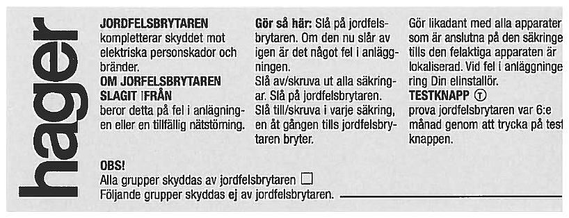 Hager CZ010 Skylt självhäftande, 10-pack