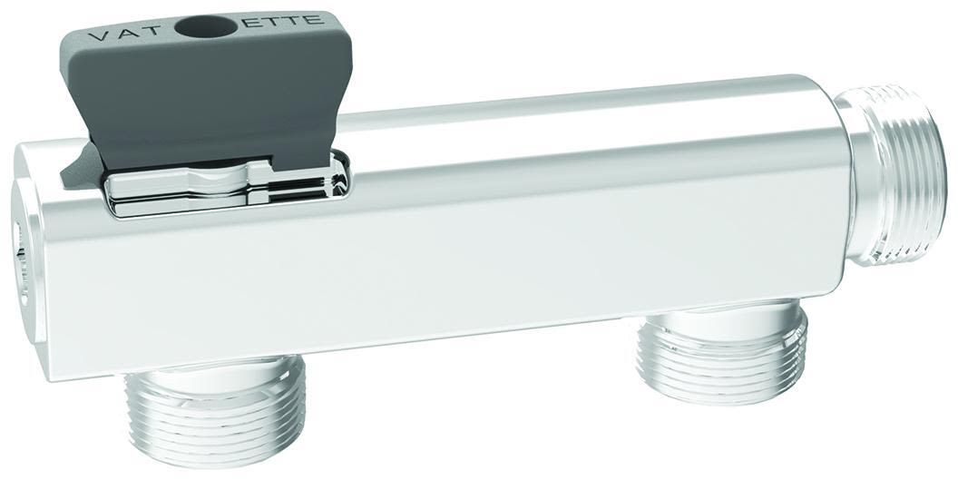 Vatette V6 Väggfördelare 2-rör Med avstängning