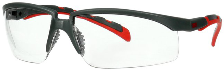3M Solus 2000 Vernebriller Grå/rød brillestang, klar linse