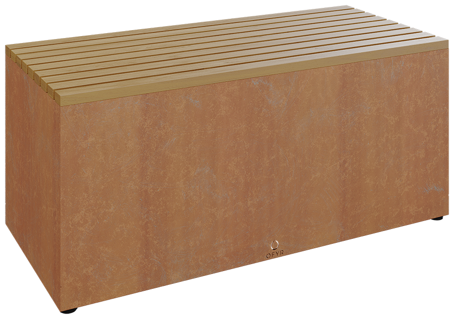 OFYR Garden Bench Corten Trädgårdsbänk teak-träplanka Cortenstål