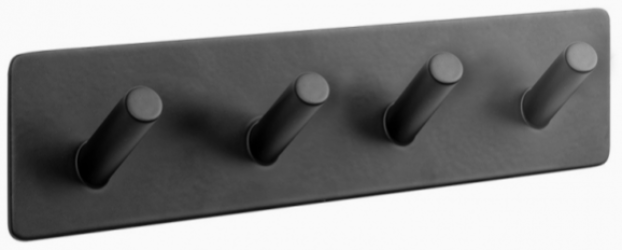 Beslag Design Base Handdukshängare 4 krokar Svartlackerat stål