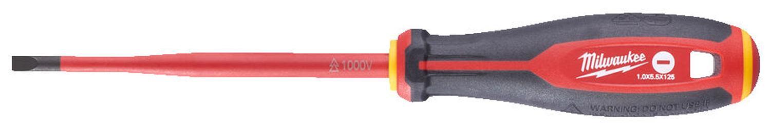 Milwaukee Tri-Lobe VDE Skruvmejsel 3-sidigt antirullhandtag SL 1,0 x 5,5 x 125 mm