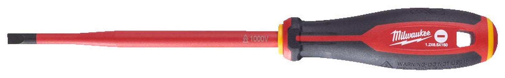 Milwaukee Tri-Lobe VDE Skruvmejsel 3-sidigt antirullhandtag SL 1,2 x 6,5 x 150 mm