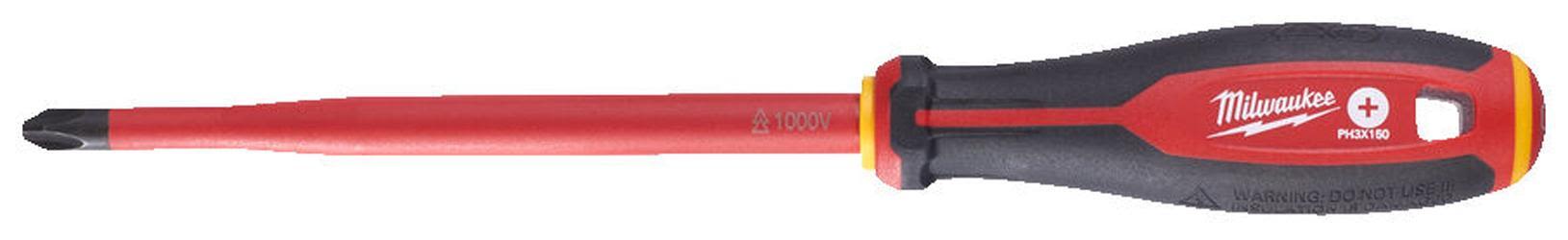 Milwaukee Tri-Lobe VDE Skruvmejsel 3-sidigt antirullhandtag PH3 x 150 mm