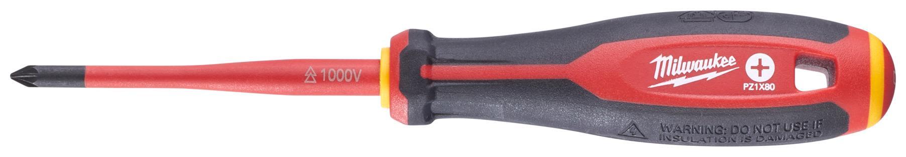 Milwaukee Tri-Lobe VDE Skruvmejsel 3-sidigt antirullhandtag PZ1 x 80 mm