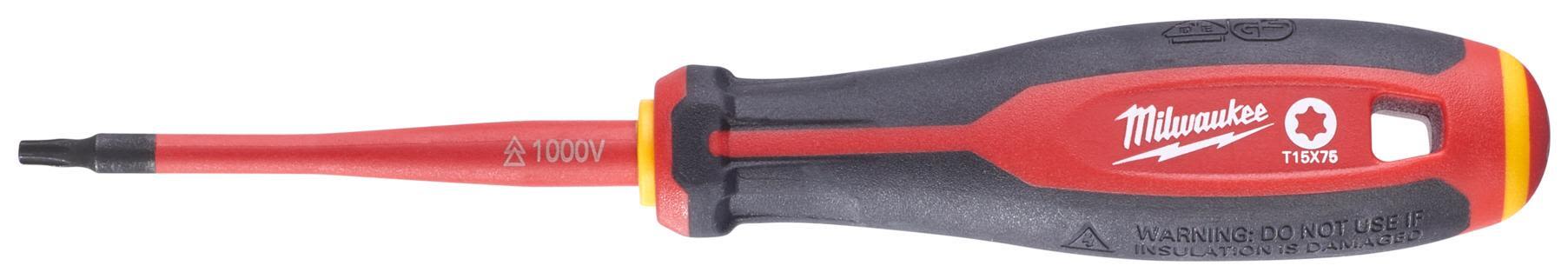 Milwaukee Tri-Lobe VDE Skruvmejsel 3-sidigt antirullhandtag T15 x 75 mm