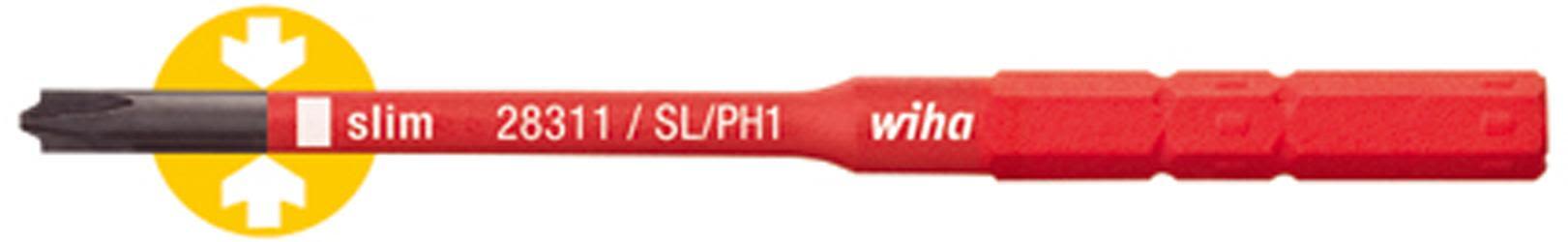 Wiha slimBit 34587 Ruuvauskärki PlusMinus/Phillips, 75 mm, 1000 V SL/PH1x75 mm