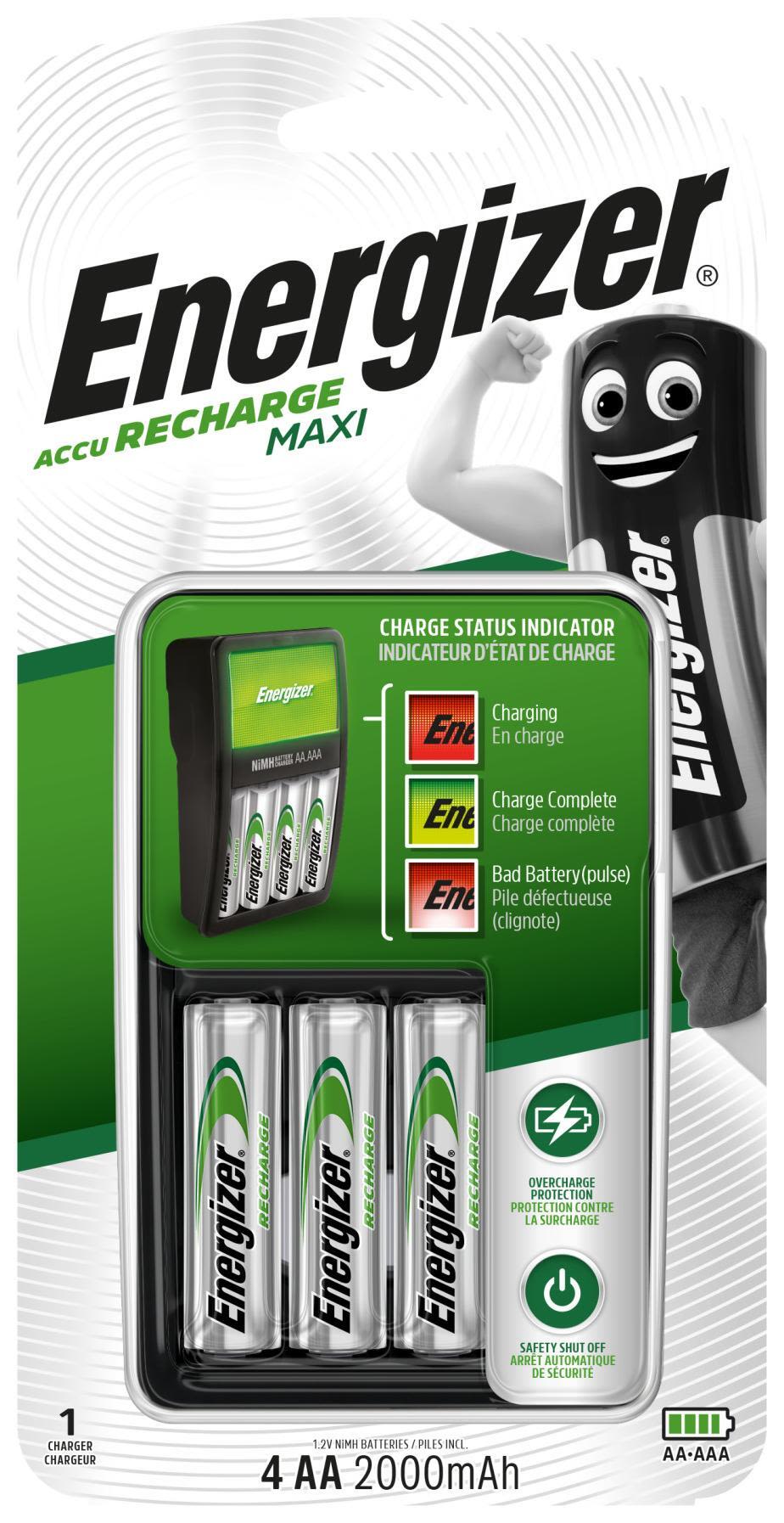 Energizer Recharge MAXI Batteriladdare 4 x AA, 2000 mAh