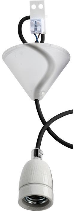 Gelia 4079108991 Lampupphäng E27, porslin Svart textilkabel