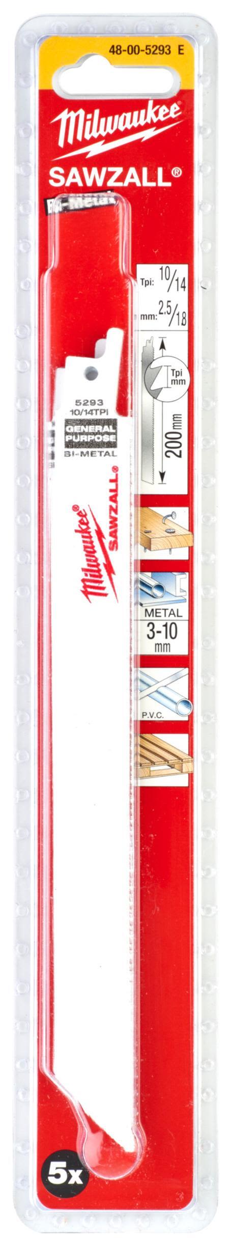 Milwaukee 48475193 Puukkosahanterä 10/14T, 5 kpl 200 mm
