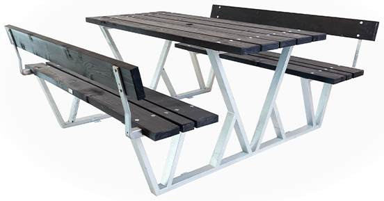 Eden Wood Wix EW 50914-8 Picknickbord med ryggstöd Svart