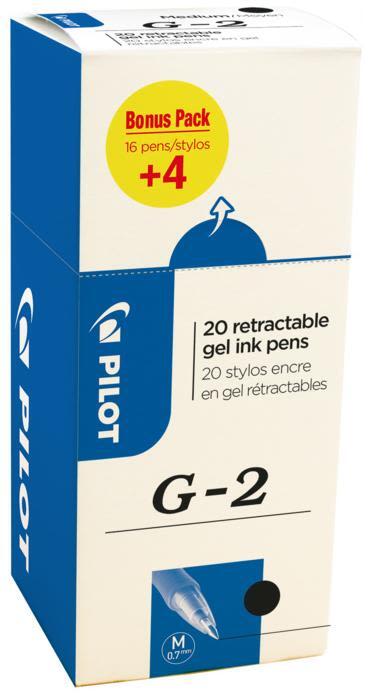 Pilot G-2 516460 Kulspetspenna 0,7 mm, 20-pack Svart