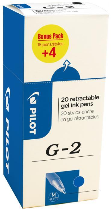 Pilot G-2 516477 Kulspetspenna 0,7 mm, 20-pack Blå