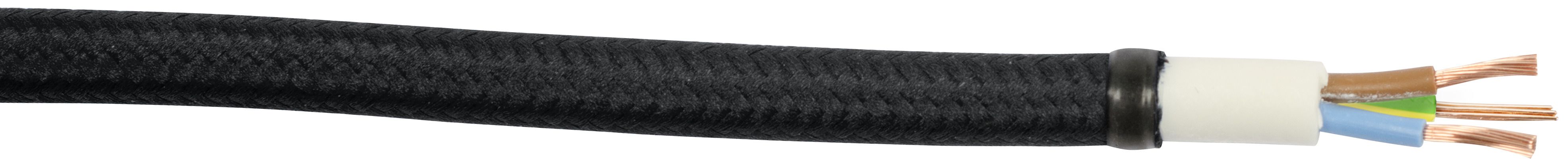 Gelia 4070920081 Textilkabel SKK, 3G0.75 25 m bobin Svart