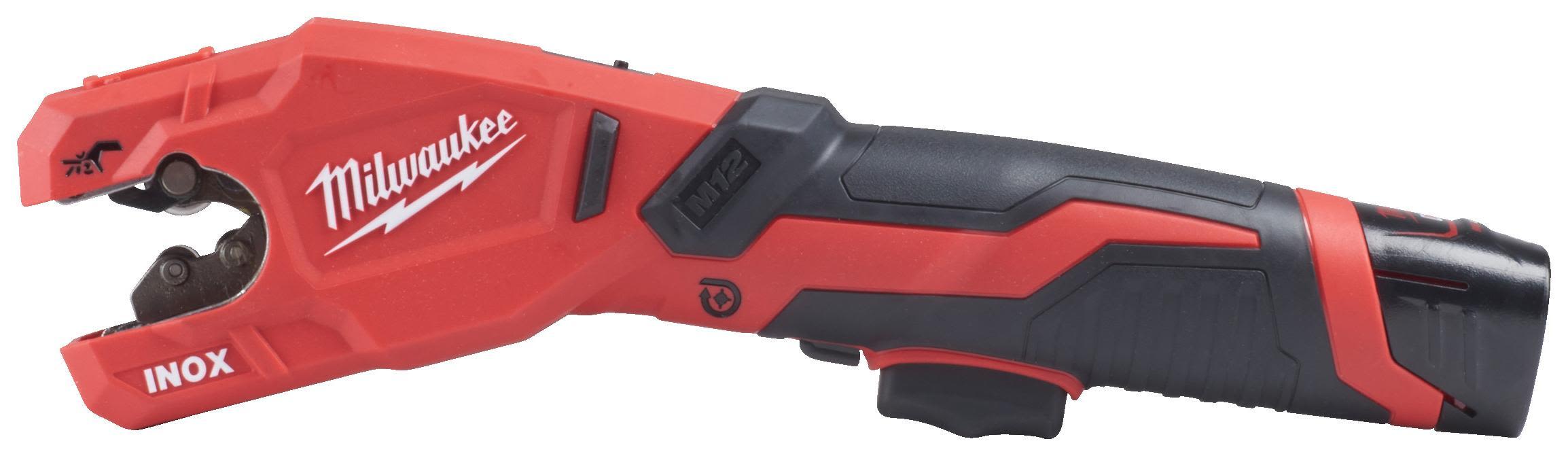 Milwaukee M12 PCSS-202C Rörkap med 2,0 Ah batteri, väska och laddare