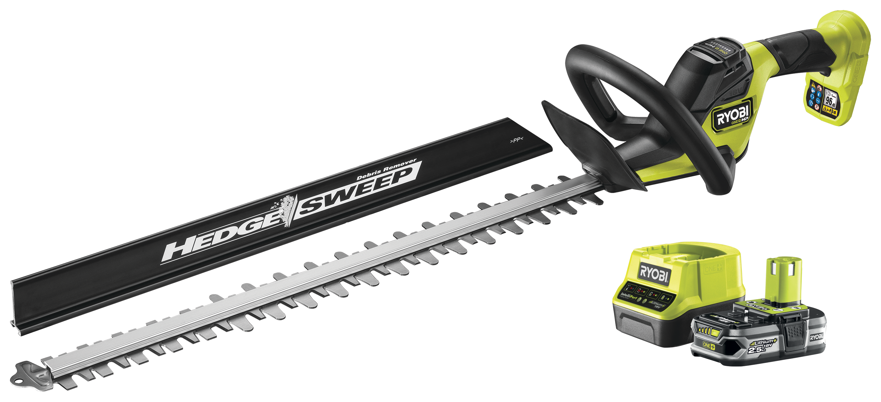 Ryobi ONE+ HP RY18HTX60A-125 Häcksax med batteri och laddare