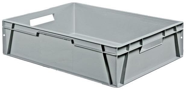 Schoeller Allibert Euroback 6489 Transportlåda grå, med handtagshål 800x600x200 mm