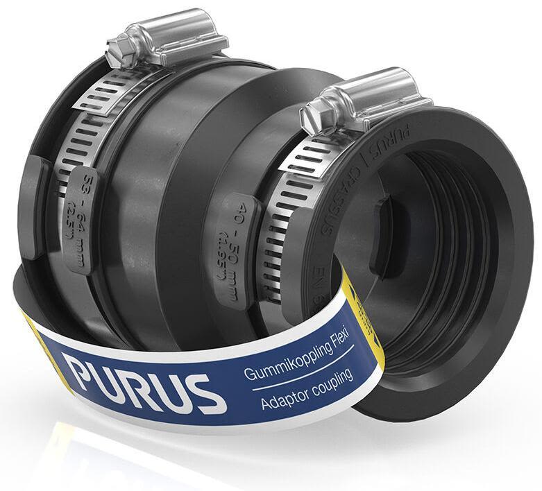 Purus Flexi 3032529 Gumminippel svart, med slangklämmor