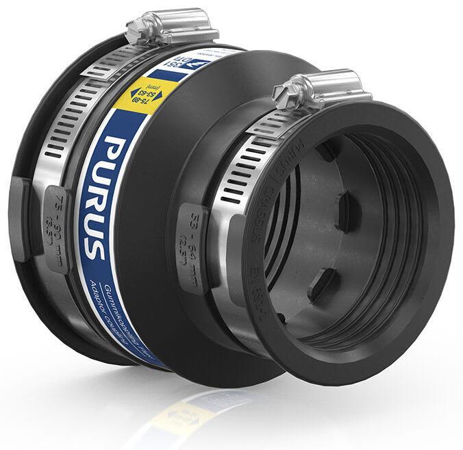 Purus Flexi 3032530 Gumminippel svart, med slangklämmor