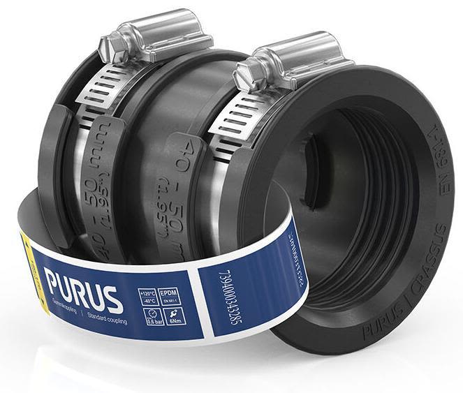 Purus 3032535 Gumminippel svart, med slangklämmor