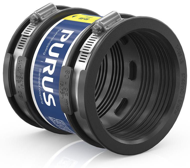 Purus 3032538 Gumminippel svart, med slangklämmor