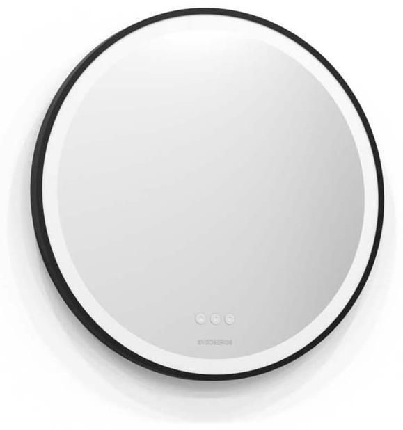 Svedbergs Ista Spegel svart, Ø60 cm, LED-belysning, touch