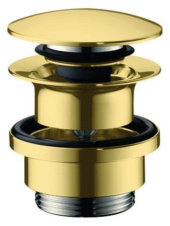 Hansgrohe 50100990 Bottenventil för tvättställ, Push-Open, 1 1/4" Polerat guld