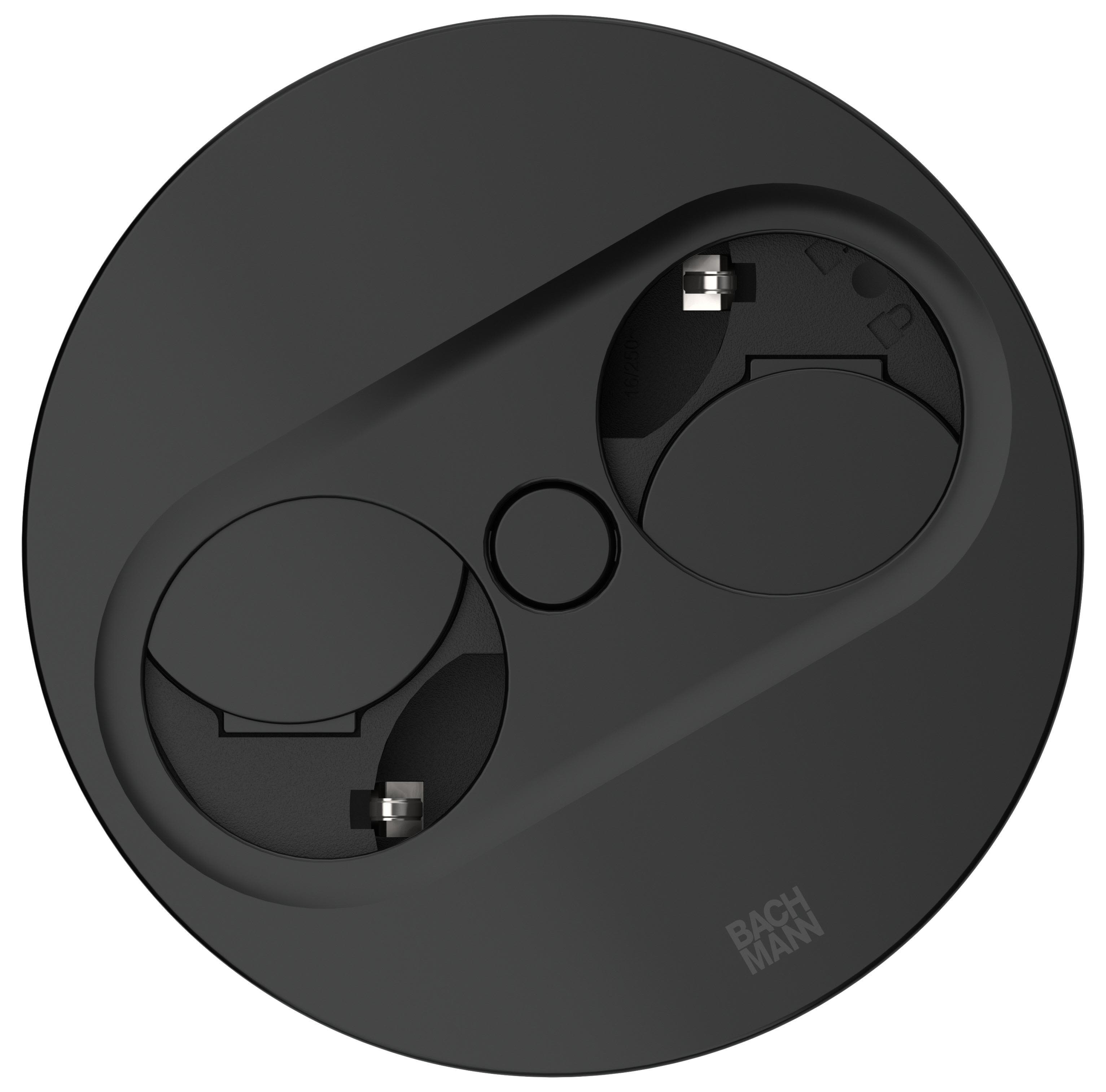 Rutab 946.100 Eluttag rund, avtagbart lock Mattsvart