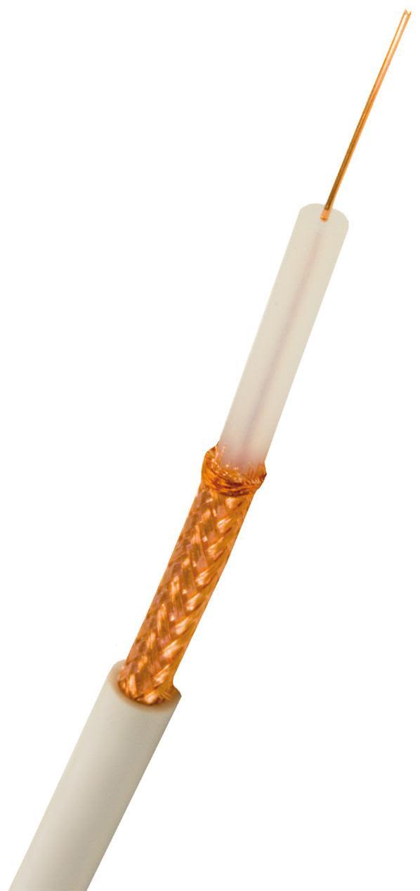 Nexans RG 59 LSZH Koaxialkabel vit, 3.7 mm yttre Bobin, 500 m